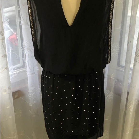 🎄Black collection  v neck beaded design dress SZ M - Picture 8 of 14